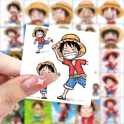 175张Q版海贼王路飞贴纸动漫笔记本电脑周边手帐手机装饰防水贴画