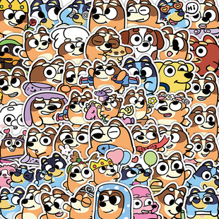 104张Q版布鲁伊贴纸可爱卡通小狗动画周边装饰手机壳水杯防水贴画