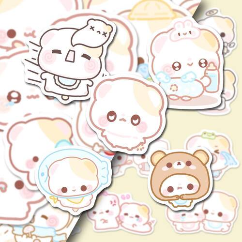 【新款】120张可爱开开贴纸ins可爱风软萌少女心手帐素材自粘贴画