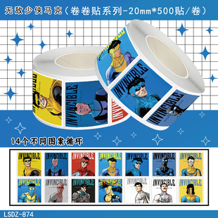 1000贴无敌少侠马克全形态卷卷贴漫画卡通角色装饰手机壳防水贴画