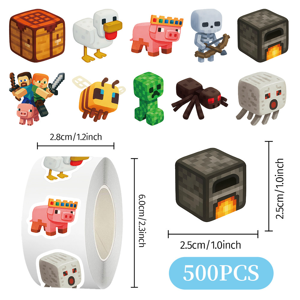 1000贴我的世界毛绒Q版卷卷贴骷髅苦力怕史蒂夫装饰水杯防水贴画