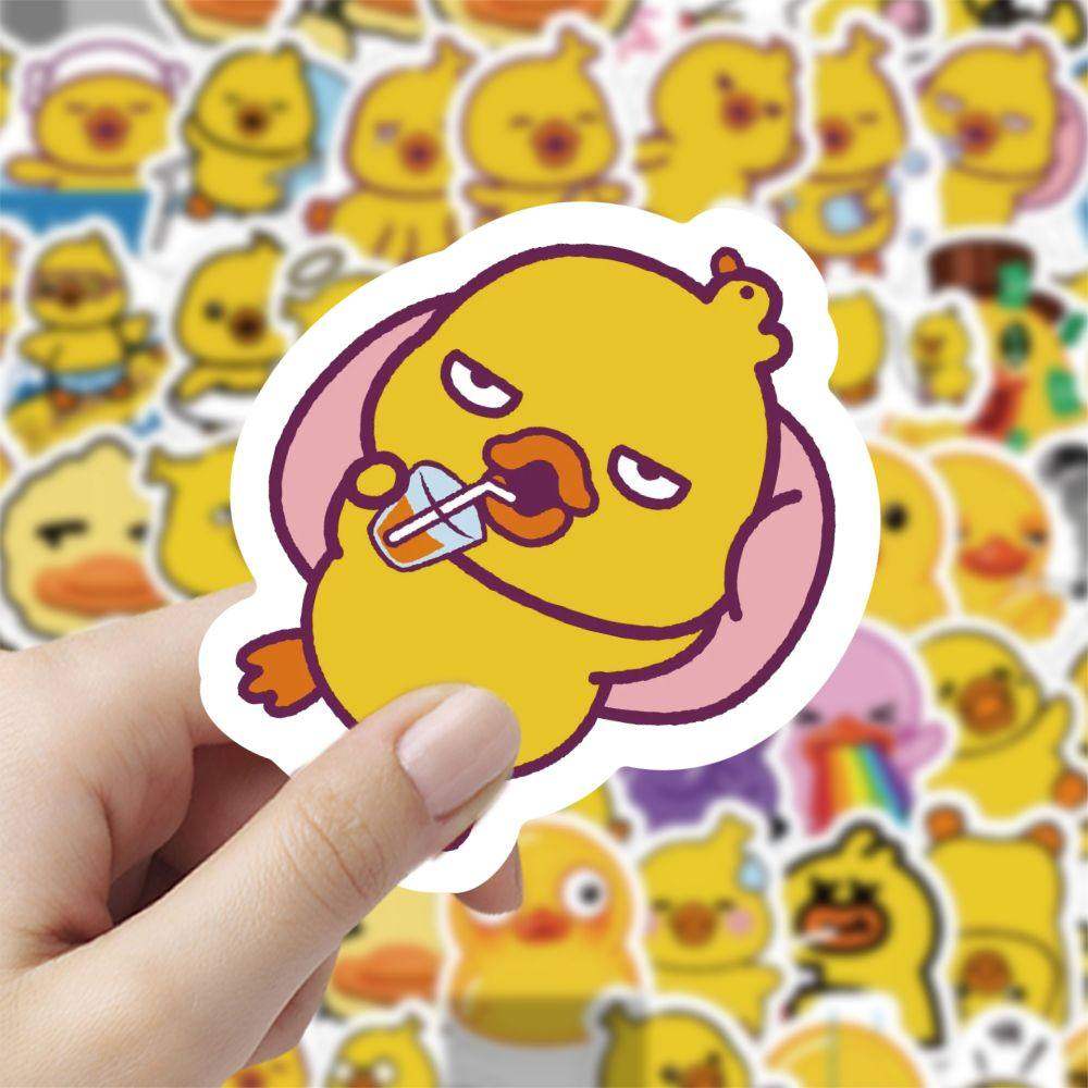 120张小黄鸭卡通形象表情包贴纸卡哇伊少女心笔记本贴画防水贴画