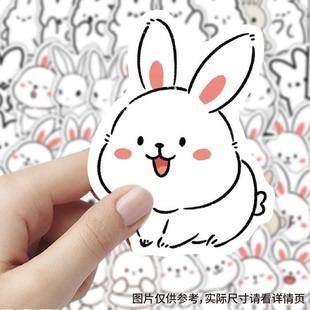 60张兔子简笔画贴纸可爱卡通创意装饰手账笔记本手机壳防水贴画