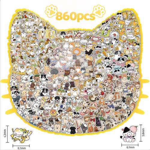 860张可爱猫咪贴纸ins小猫me动物合集周边女孩儿童行李箱装饰贴画