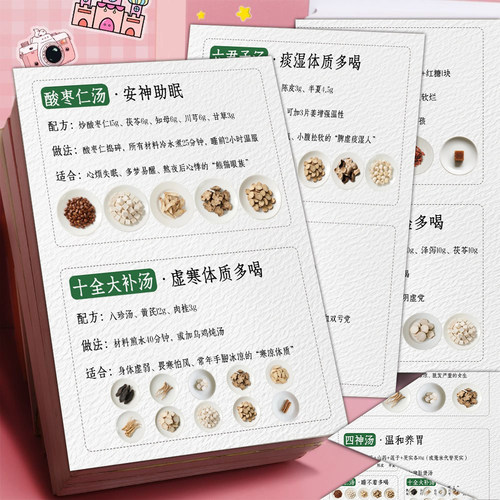 6张十大千古名方贴纸中医养生方药膳食疗方养生笔记装饰防水贴画