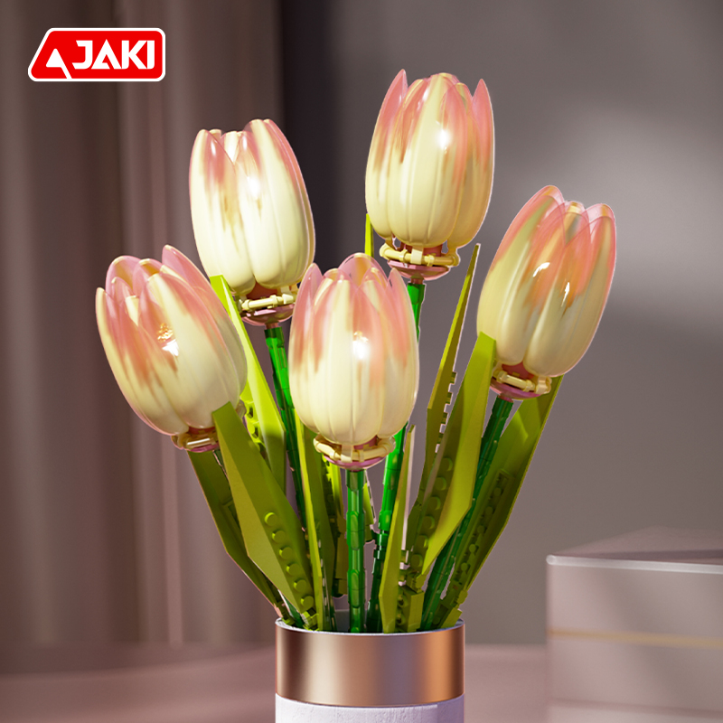 佳奇积木JAKI郁金香益智