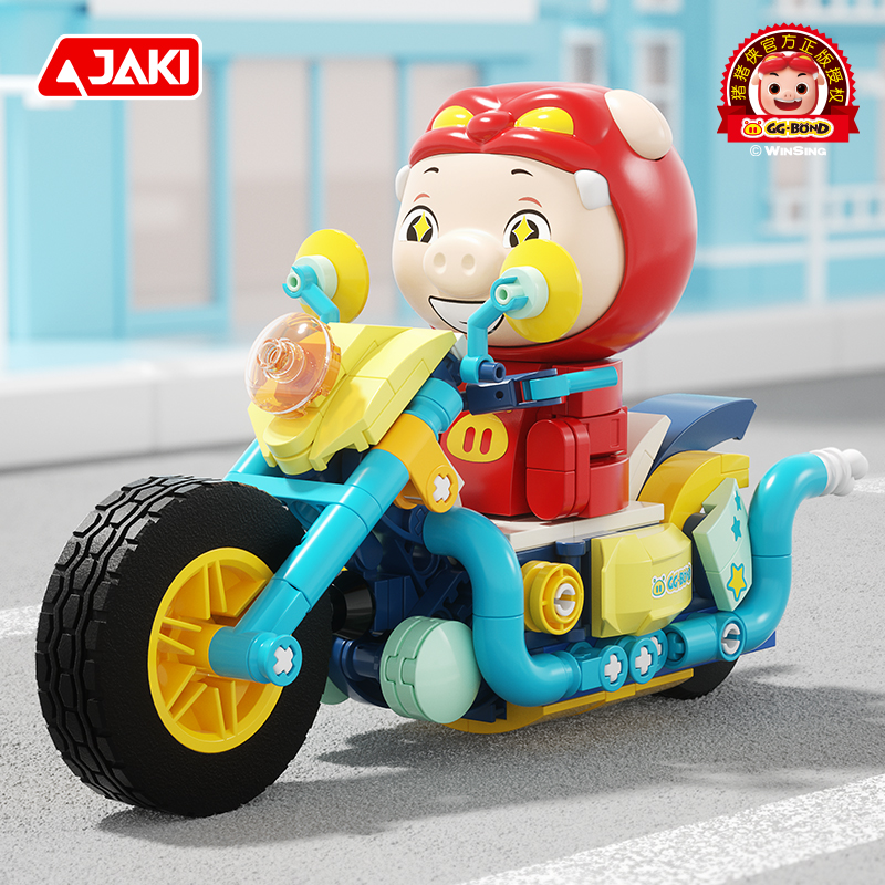 JAKI佳奇积木猪猪侠萌车小队摆件
