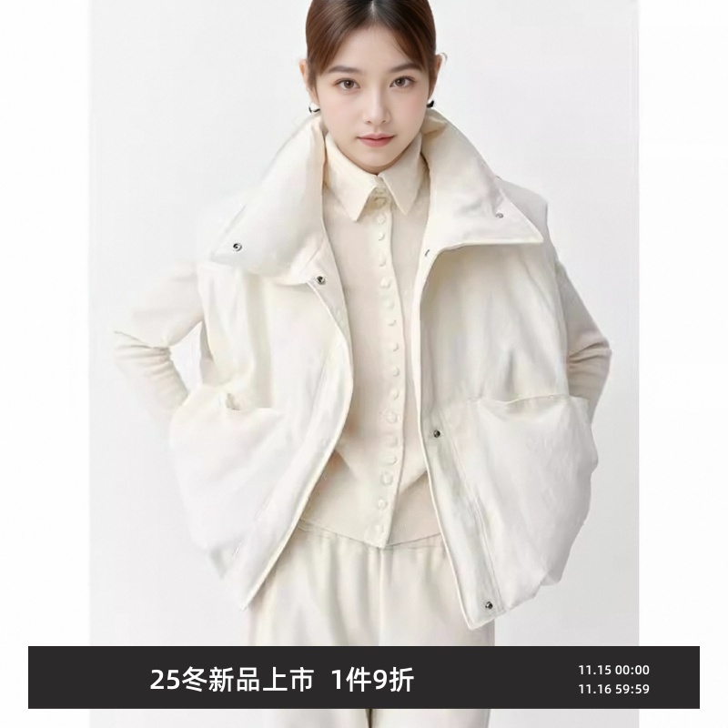 新款时尚甜美立领无袖羽绒马甲女