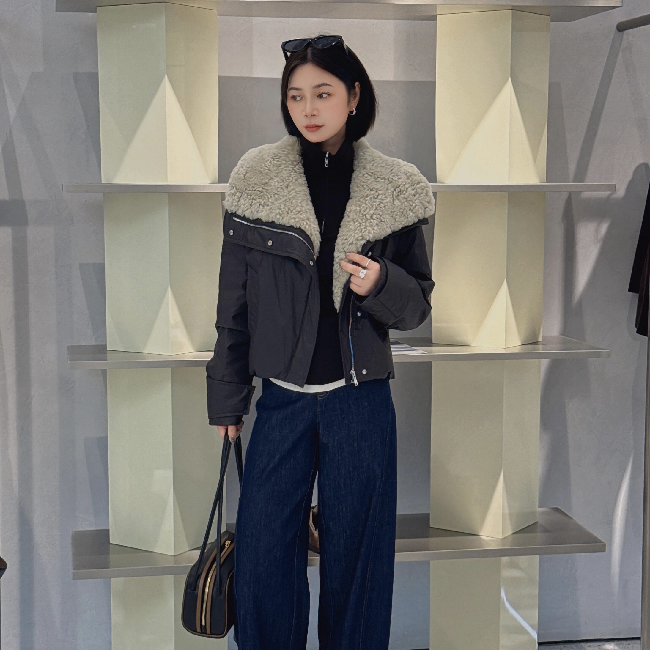 时尚毛领羽绒服百搭短款上衣