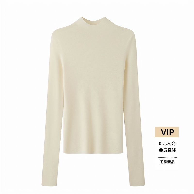 新款百搭半高领修身针织打底衫