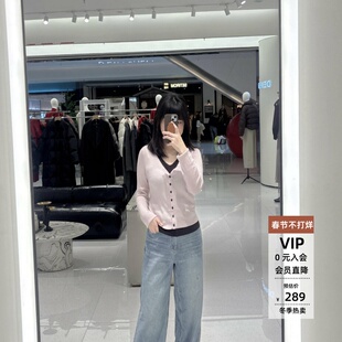 ariosea艾诺丝蕾官方旗舰店2026春季新款假两件V领针织衫BR801194