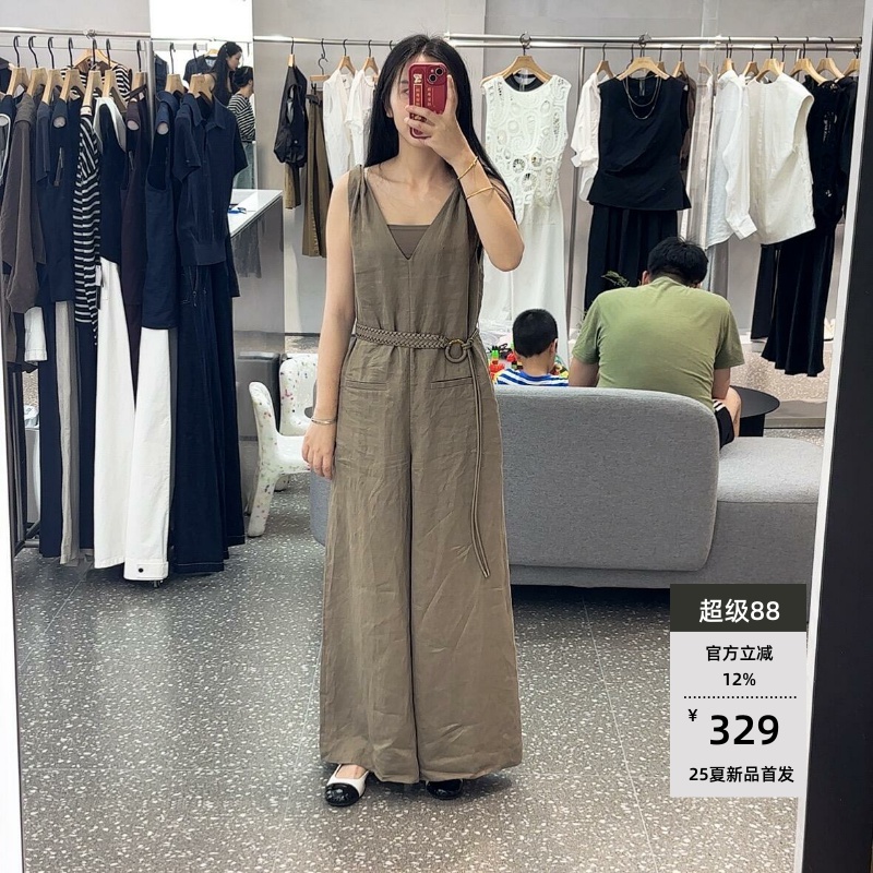arioseo艾诺丝蕾官方旗舰店2025夏新款V领无袖连体衣裤女50539157