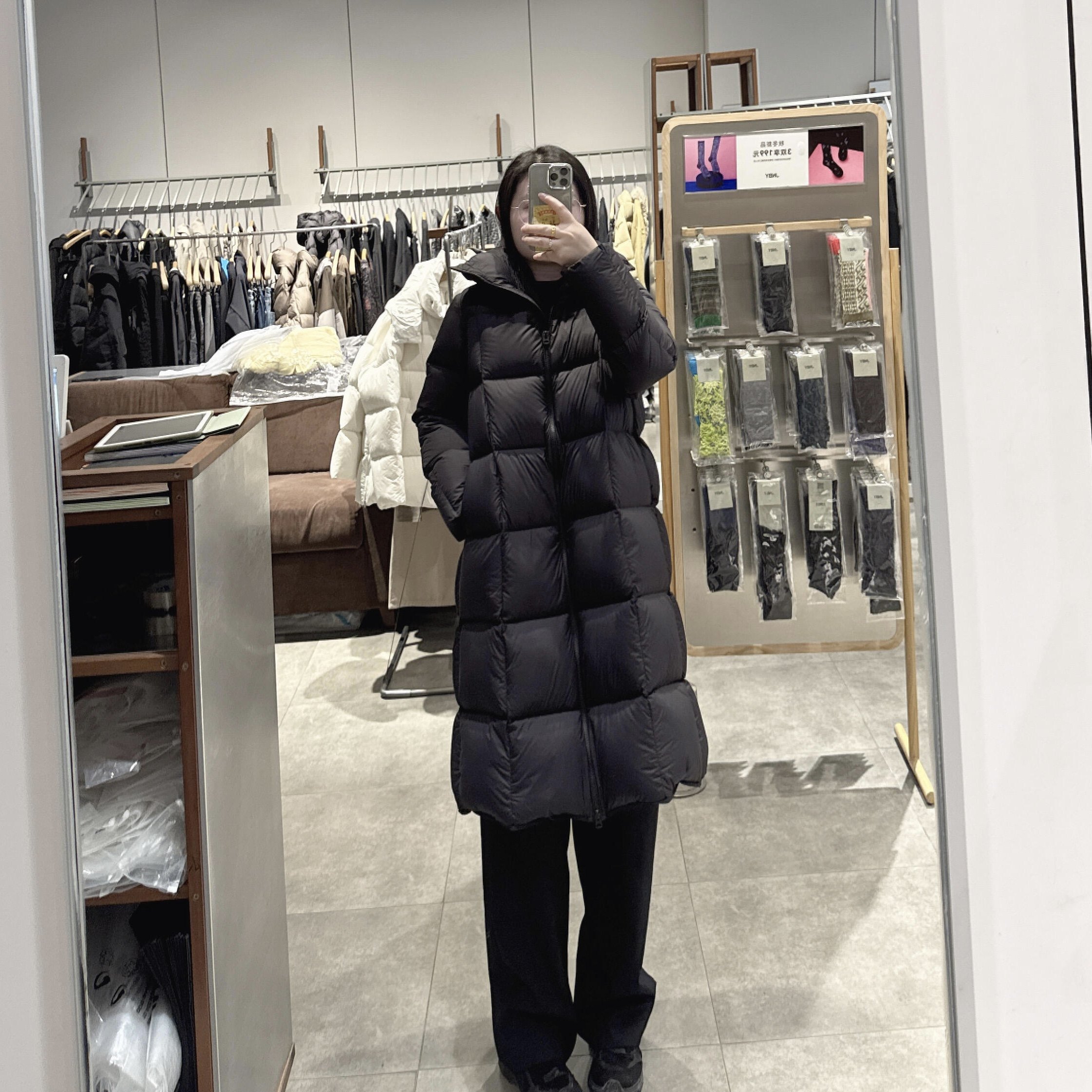 中长款连帽羽绒服韩系修身时尚