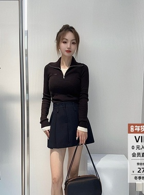 arioseo艾诺丝蕾官方旗舰店正品2025秋冬款假两件针织衫AR804115