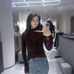 ariosea艾诺丝蕾官方旗舰店2026春新修身显瘦丝绒打底衫BR601134