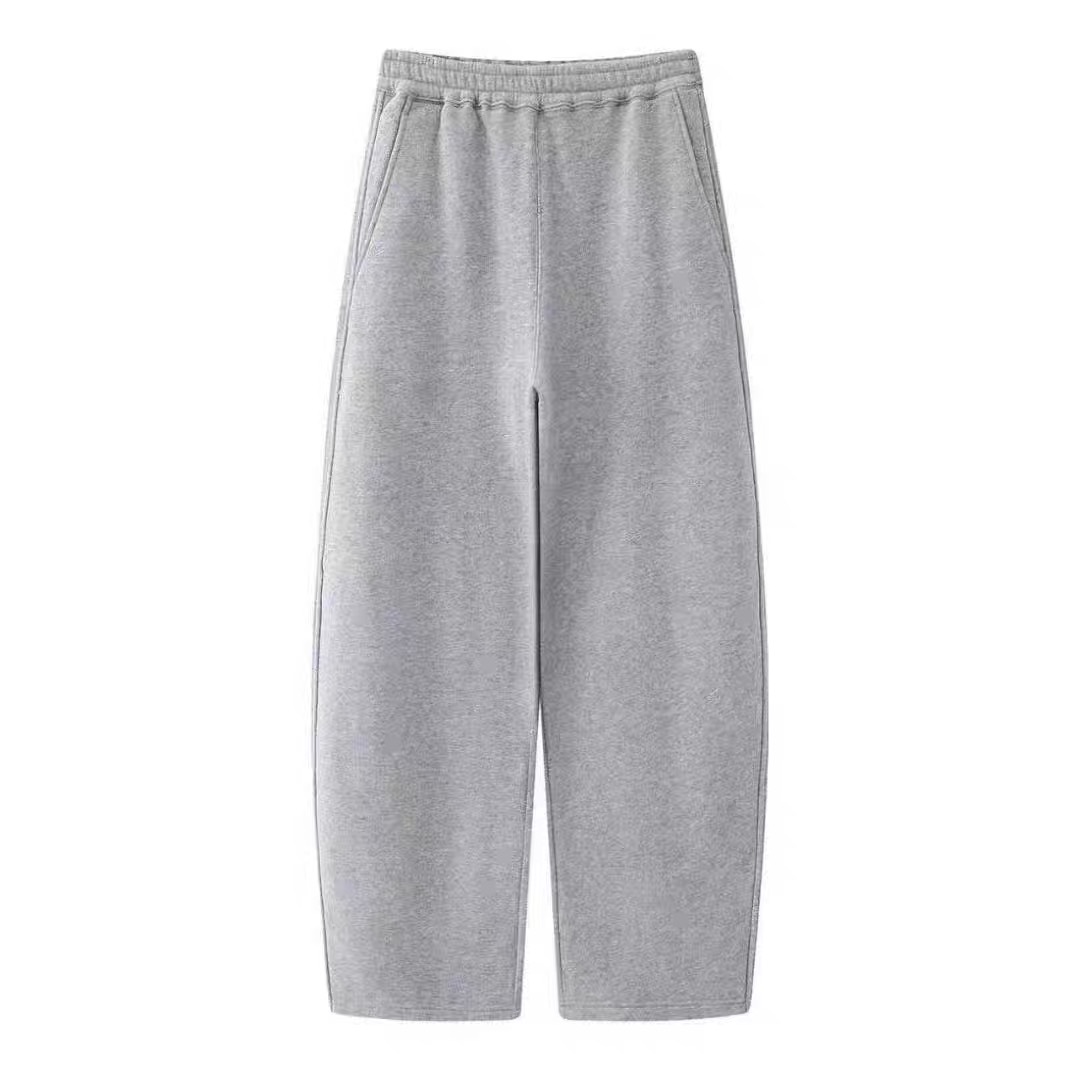 宽松紧腰带直筒休闲裤弯刀休闲裤