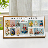 宝宝一周岁纪念相框12十二个月成长记录水晶摆台定制百天满月照片