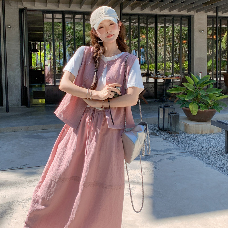 现货！蕾丝拼接马甲T恤半身裙三件套B111-920-P175-K258，商品下架区商品下架区，浙宝B馆111（原065）