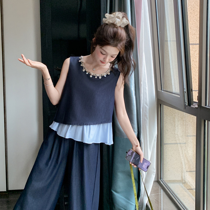 大量现货！撞色拼接小衫+阔腿裤两件套B111-909-P165-K248，女装套装/套裙，浙宝B馆111（原065）