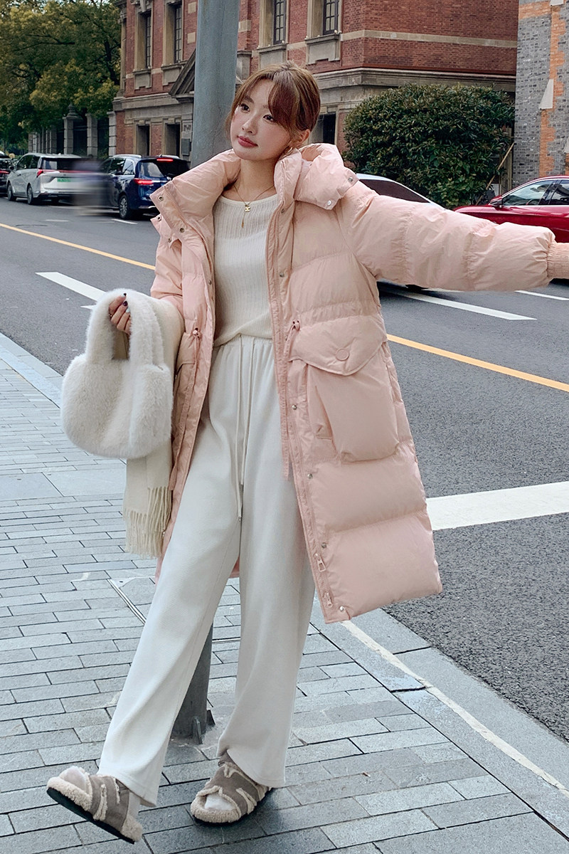 现货！腰间抽绳显瘦韩系中长款防风帽羽绒服ZB111-8863-P225-K328,女装羽绒服,浙宝B馆111（原065）