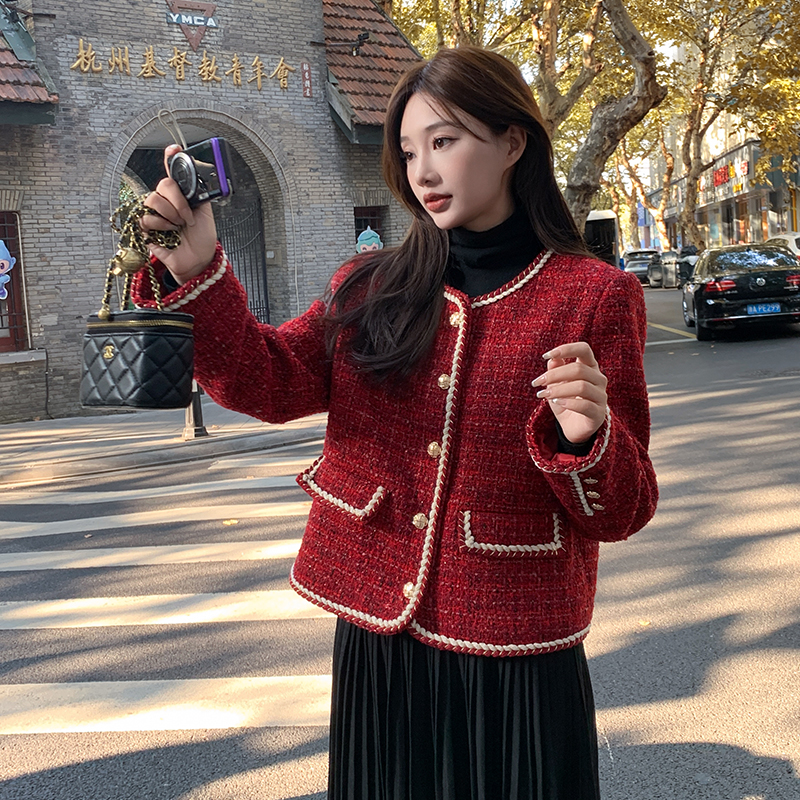 【现货】90绒圣诞红小香风千金风羽绒服外套B111-8329-P210-K318，女装羽绒服，浙宝B馆111（原065）