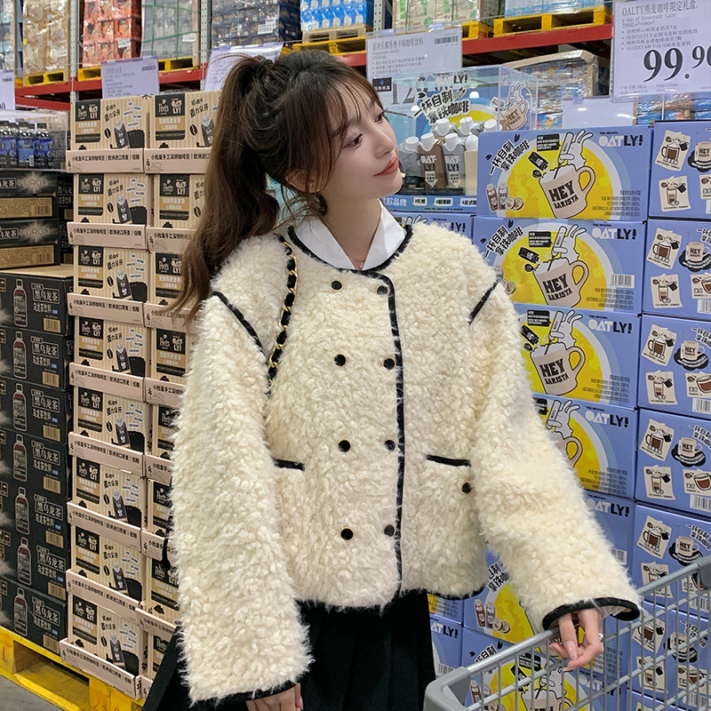 现货！软乎乎撞色羊羔毛皮毛一体外套B111-8321-P185-k268,女装短外套,浙宝B馆111（原065）