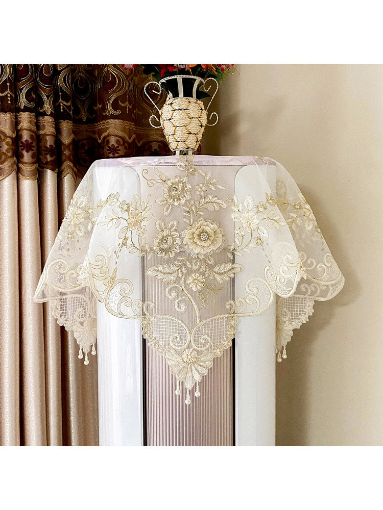 欧式蕾丝盖巾空调顶部盖布新款圆形柜机立式罩防尘遮灰巾开机不取