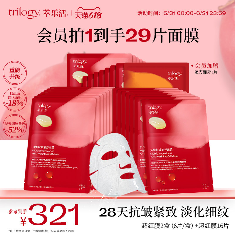 【28天以油养肤】萃乐活玫瑰果精华油敷贴片面膜抗皱修护补水保湿