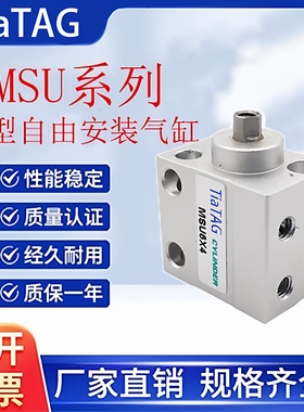 亚德客单动单作用自由安装气缸MSU4/6/8/10/12/16/20X4X5X6SX8S-B