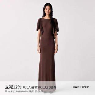 露背连衣裙 CHEN 花边袖 ｜高弹无压 Pleats DUE