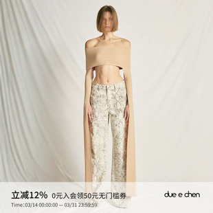 原创设计感随身长破袖 CHEN 抹胸女夏季 百搭修身 上衣 DUE 薄款