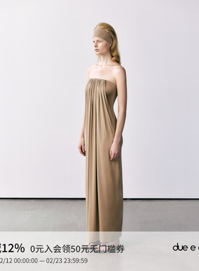 DUE E CHEN 25新款立体打褶抹胸无袖修身显瘦连衣裙女原创设计感