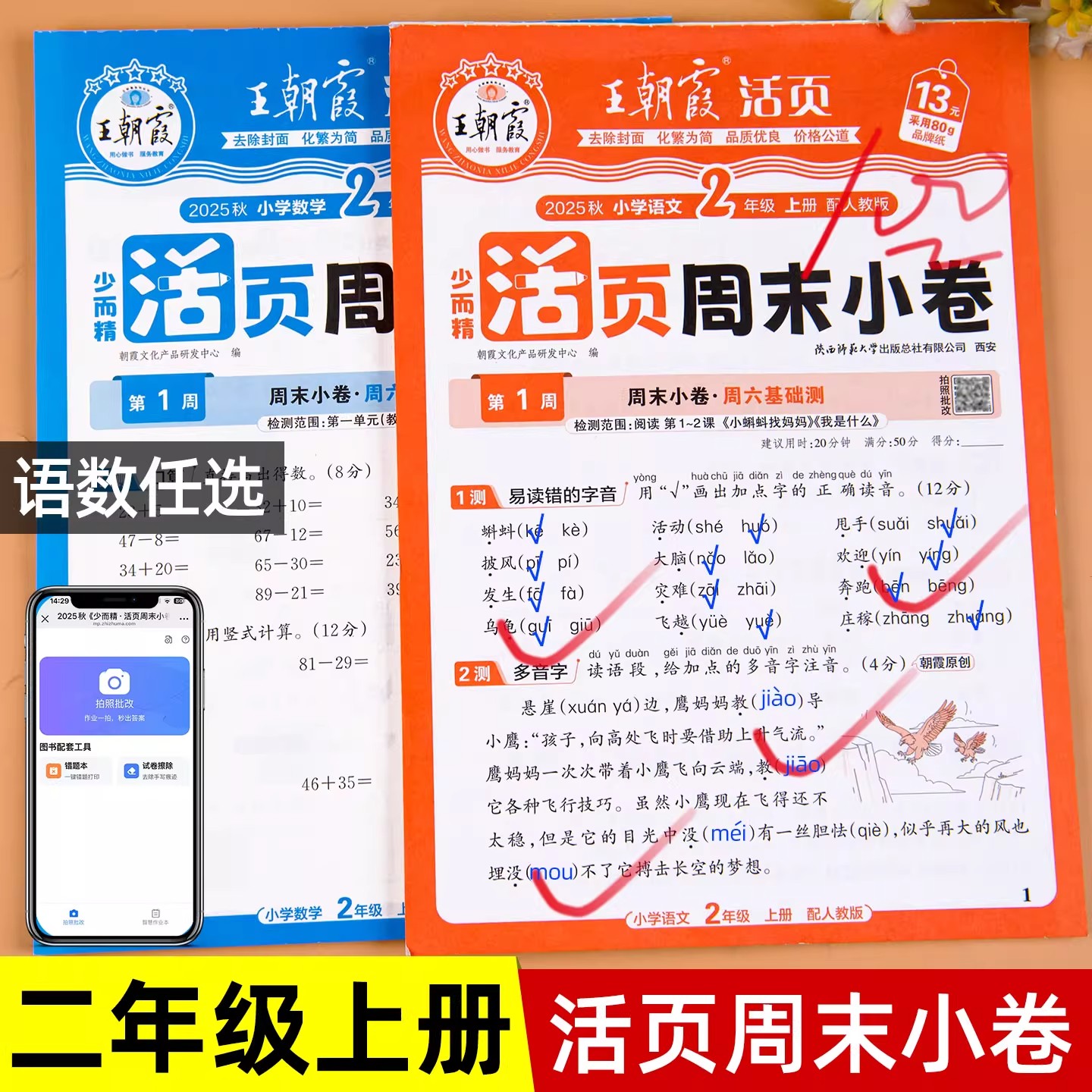 2025二年级上册王朝霞活页周末小卷语文数学同步单元检测卷一周一练人教北师苏教版小学生培优试卷周周练期中期末冲刺100分测试卷