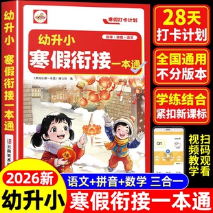 幼小衔接寒假作业幼升小寒假衔接一本通语文数学拼音三合一教材全套专项训练幼儿园学前班中大班升一年级入学准备练习册每日一练
