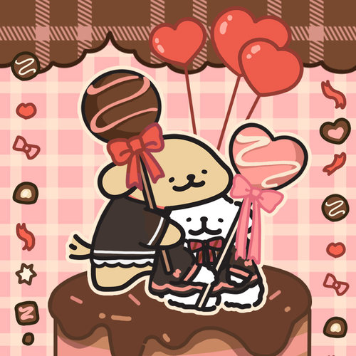 线条小狗Maltese原创2025情人节红包封面男女情侣微信vx皮肤LOVE