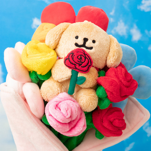 线条小狗Maltese原创金毛挂件玫瑰花毛绒玩具玩偶生日礼物情人节