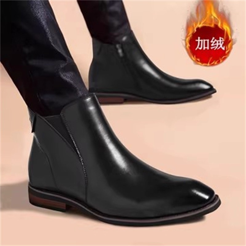 冬季新款厚底增高皮鞋保暖靴