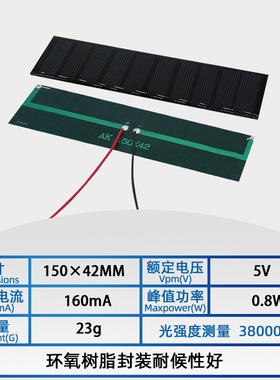 带线150x42mm5v小型尺寸迷你太阳能板 电池充电板 滴胶板 光伏板