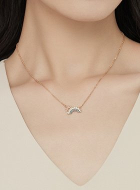 彩色锆石吊坠项链轻奢小众高级感