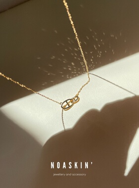 经典猪鼻子项链女纯银锁骨链气质