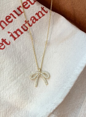 蝴蝶结吊坠项链轻奢小众设计感