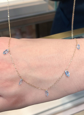 海蓝马眼锆满天星项链极简风精致