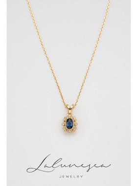 蓝宝石复古轻奢气质小众唯美项链