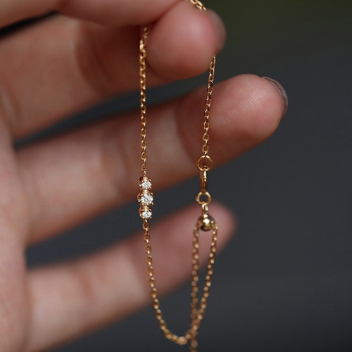 S925纯银镀金三石手链女简约高级