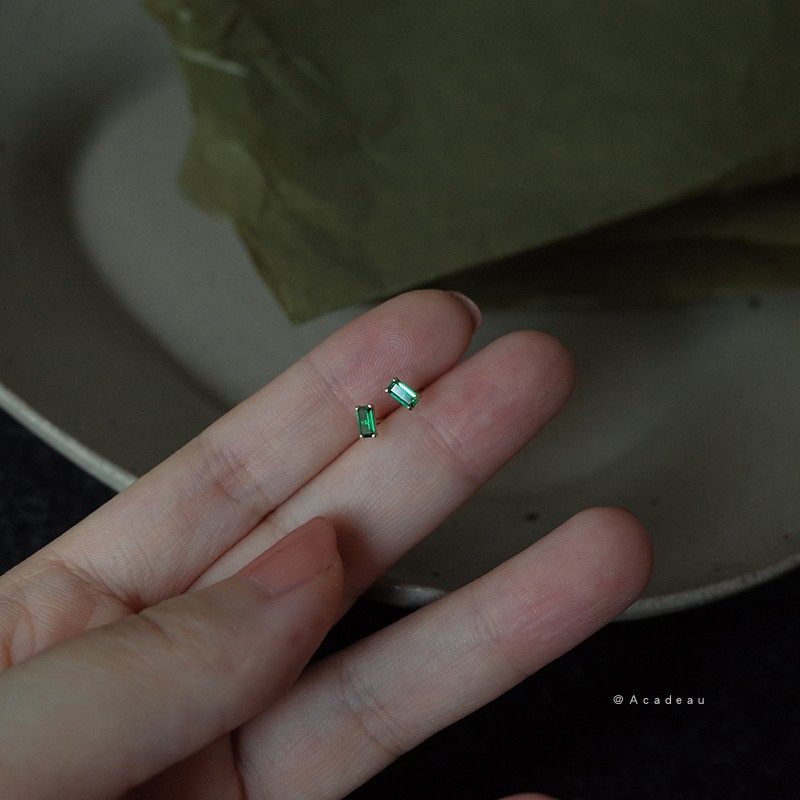 ROMANTIC925纯银耳钉镀14K金祖母绿迷你小众设计耳环轻奢高级,饰品/流行首饰/时尚饰品新,耳钉,淘宝优惠券,粉丝福利购,淘宝优惠卷