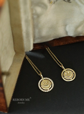 双面笑脸纯银项链女轻奢设计感