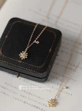 闪钻雪花项链女气质百搭锁骨链