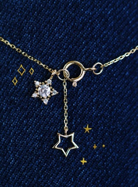 复古设计感项链星星双吊坠锁骨链