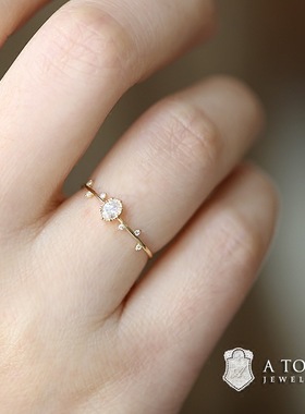 纯银镶锆钻小枝叶树枝造型戒指