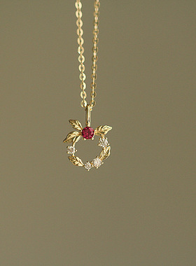 简约气质小钻树叶花环锁骨链百搭